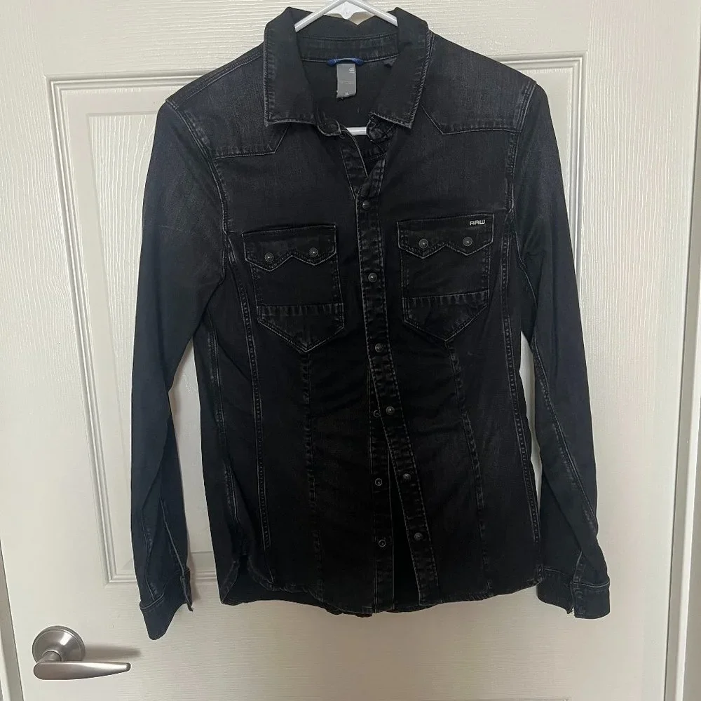 G-Star RAW Black Denim Button-Up (Size S) - Picture 1 of 2